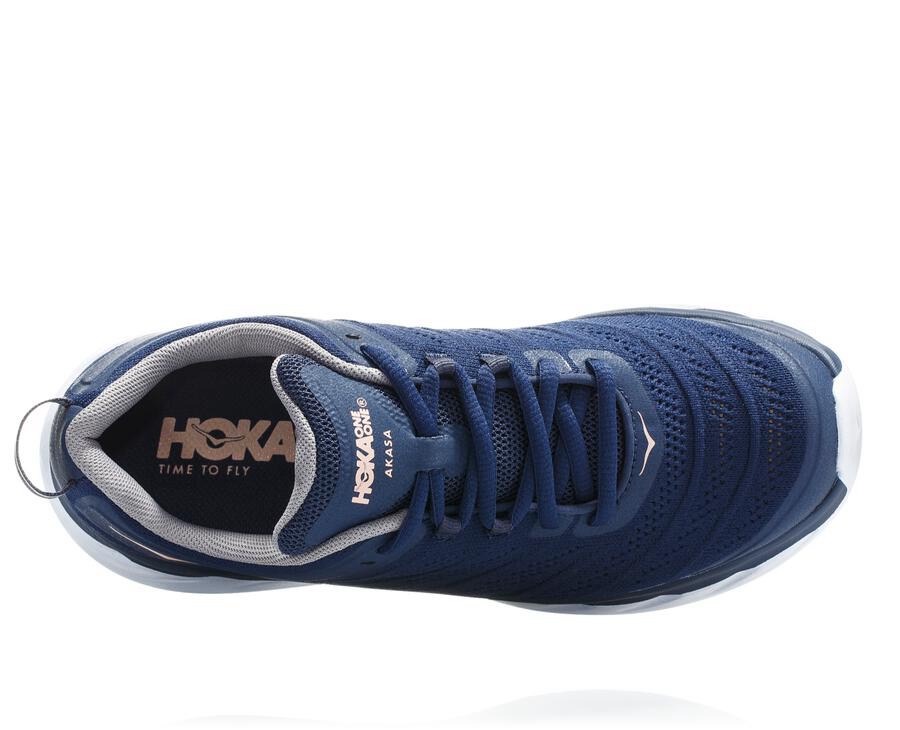 Tenis Hoka One One Mujer Azules/Blancos - Akasa - KRZV35724